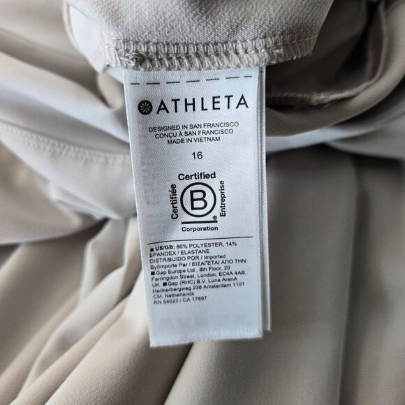 Athleta High Rise Pants Cream Pull On Athletic Workout Ankle Leg Plus Size 16 - Picture 9 of 12